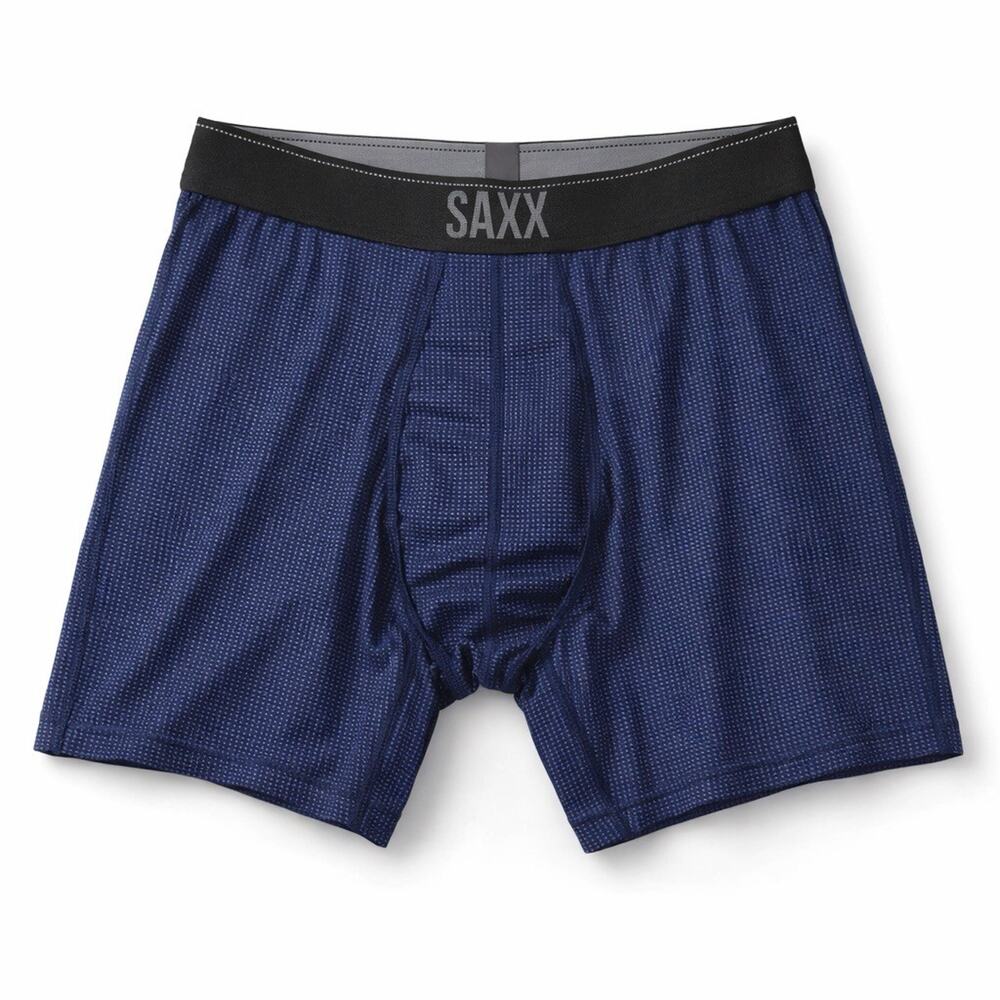SAXX Quest Boxer Briefs Mens Small Slim Fit Blue Quick Dry Mesh BallPark Pouch‎